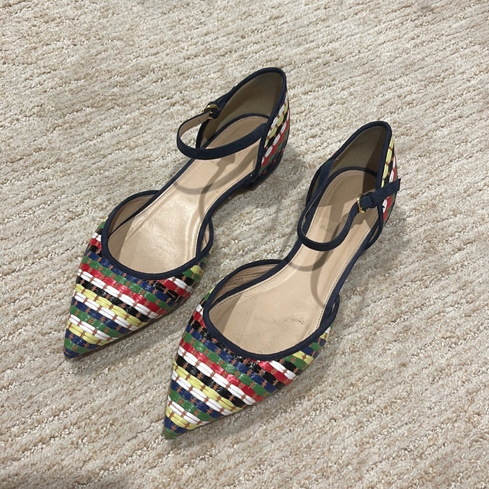 J. crew basket-weaved multi-colored flats